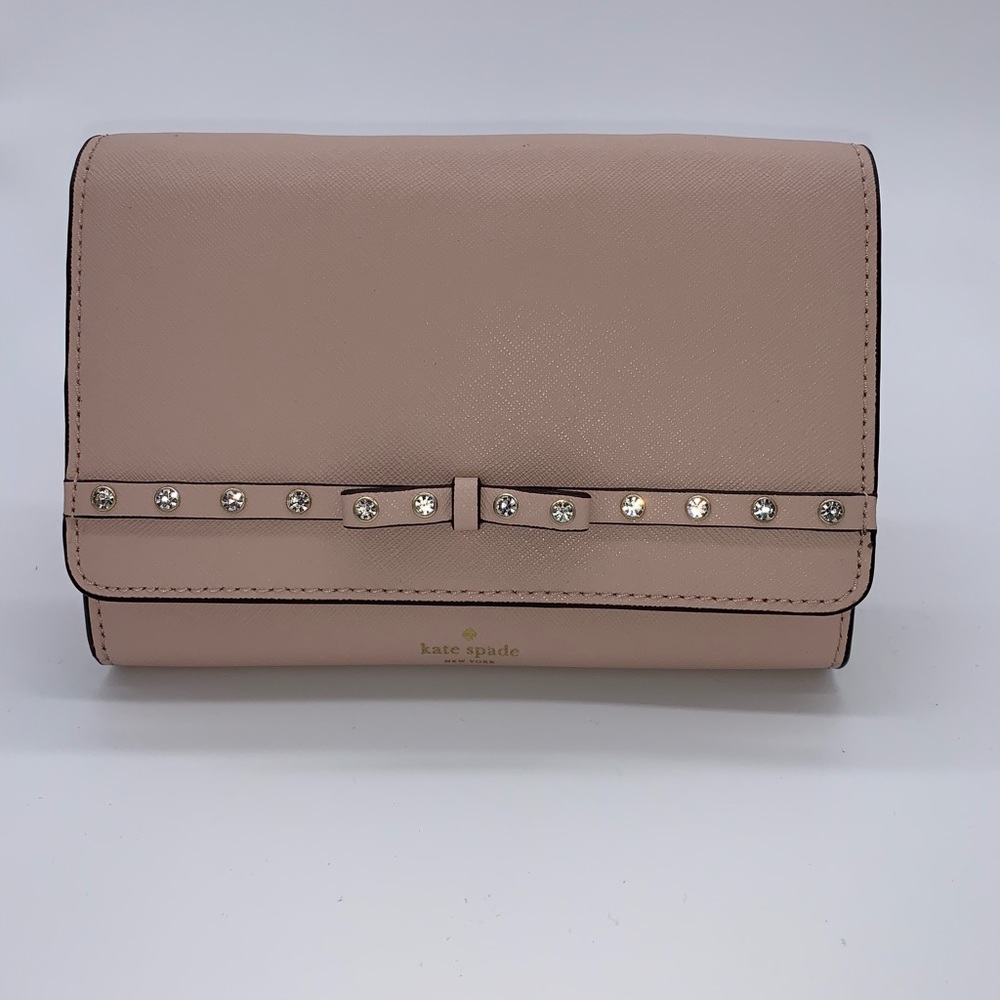 Kate Spade ♠️ Soft Pink Jeweled Crossbody Wallet - Picture 3 of 8